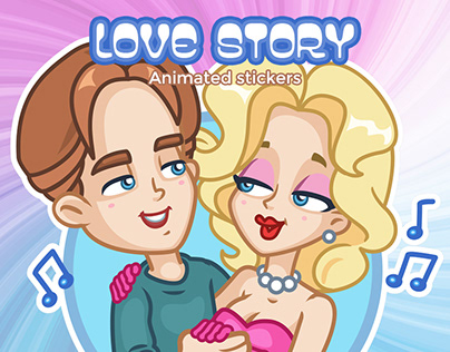 Animated stickers : GirlBoy. Love Story