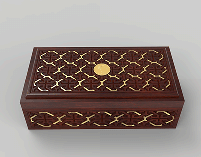 Moroccan engraving wooden box + LOGO QATAR
