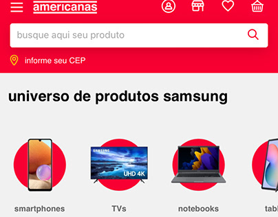 Landing Page para a Samsung no site das Americanas.