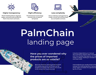PalmChain - blockchain trading platform landing page