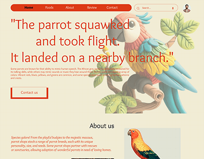 Parrot Pet Shop - A UI Web design