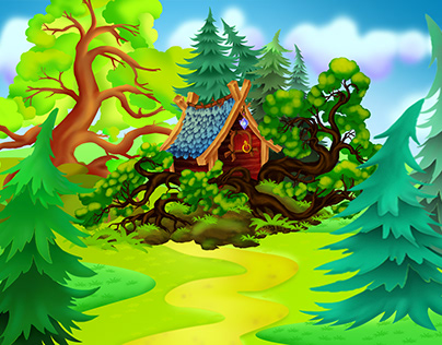 Background for mobile game. Magic house