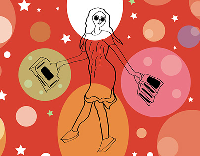 illustration of shopping girl