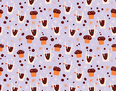 Pattern design, tea and muffins