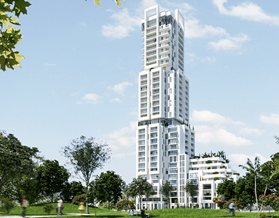 White residential highrise tower