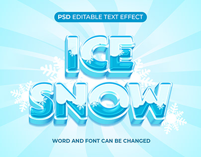 Ice snow text effect psd 3d
