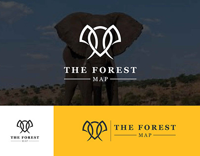 Forest Map logo. Elephant location logo. Elephant Face