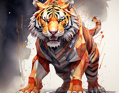 Vicious Tiger - Polygon Painting
