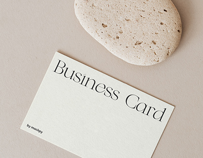 Free Business Card With A Beige Stone Mockup Mo.40