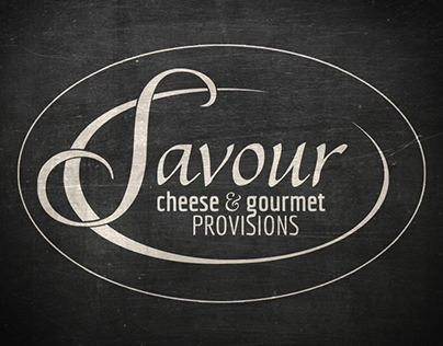 Savour. Logo for gourmet food store.