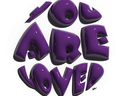 You are loved 3D bubble text effect