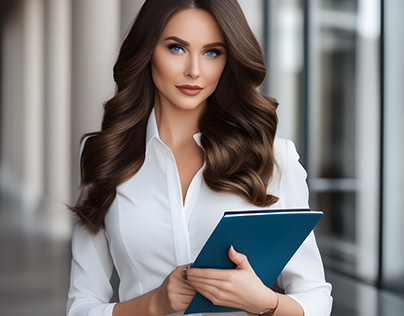 businesswoman holding a notebook in her hands