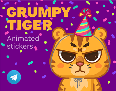 Animated stickers Grumpy Tiger