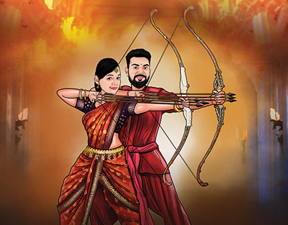 Bahubali movie poster theme caricaure