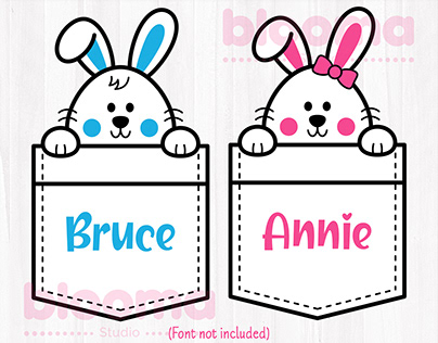 Bunny pocket name frame SVG cut files
