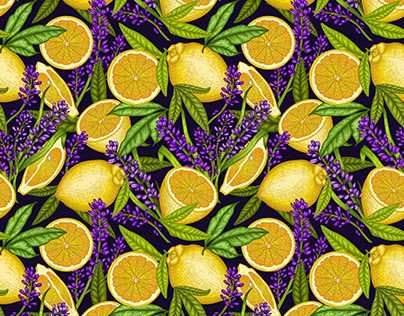 All over seamless lemon floral pattern