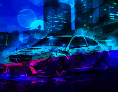 Mercedes benz drift car photoshop