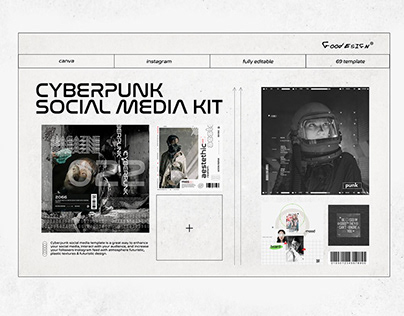 Free Cyberpunk Social Media Kit for Canva