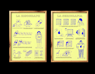 Info posters about Riso and Screen Printing