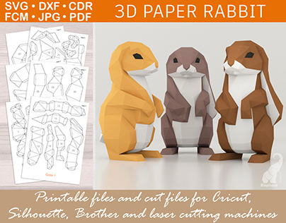 3D papercraft rabbit template