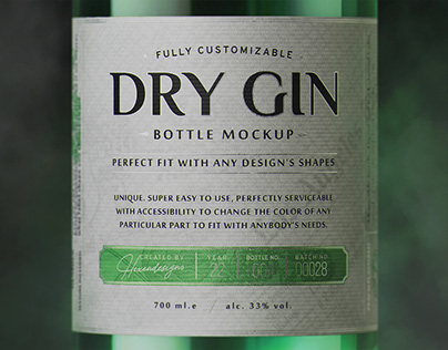 Gin Bottle Mockup V3+Free Sample