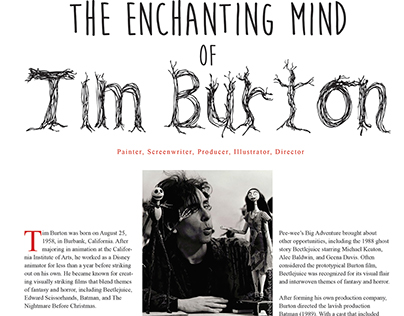 4 Page Spread of Tim Burton