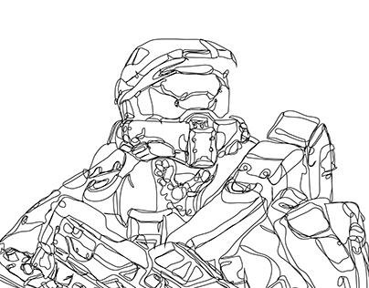 Halo Master Chief Continuous Line Illustration