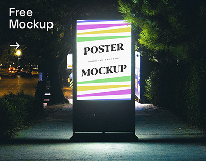Free Glowing Night Poster Mockup