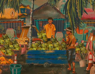Buko Juice Vendor Digital Painting