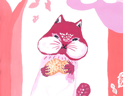 Project thumbnail - animal illustration Focus on squirrels　リス　イラストレーション