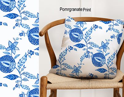 Blue Chintz Pomegranate print