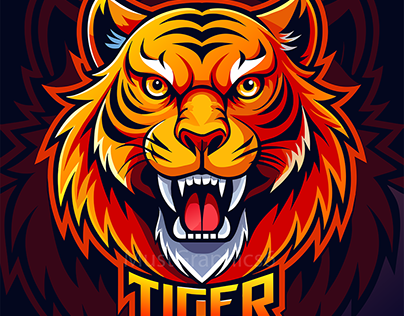 Angry Tiger Face Mascot Logo