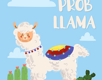 No Prob Llama with Llama Character Illustration