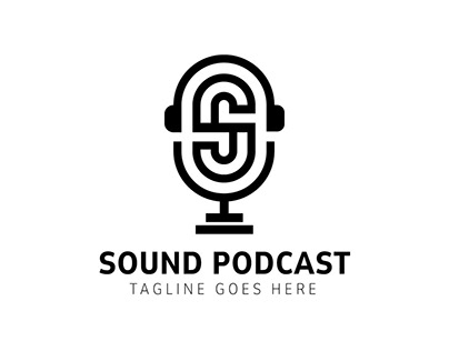 Podcast mic icon symbol logo microphone talk audio