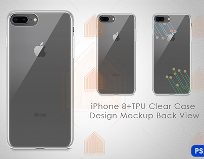 Apple iPhone 8+ Tpu Clear Case Mockup Back View