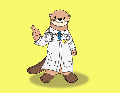 Doctor otter cartoon character design mascot | Vector