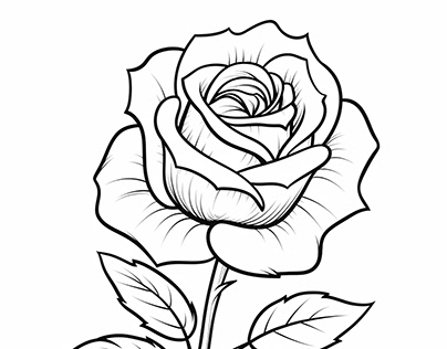Rose Flower Coloring Book Page