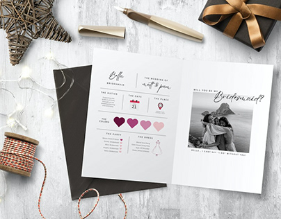 Minimalistic Birdesmaid Wedding Invitation Card Design