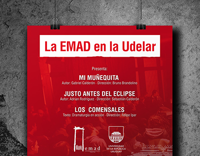 EMAD - Diseño serie de Afiches, Programa y Pin