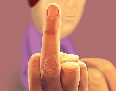Middle finger blurred background