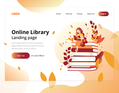 online library landing page design