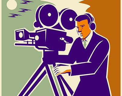 Cameraman Film Crew Vintage Video Movie Camera