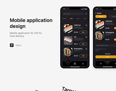 Mobile app design for food delivery