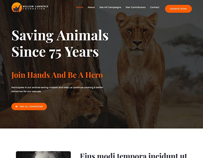 Animal Welfare Website Landing page.