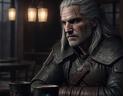 Geralt of Rivia at Starbucks