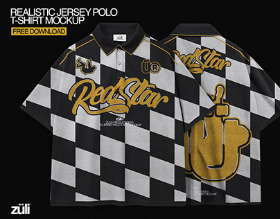 Free Realistic Oversize Jersey Polo T-Shirt Mockup