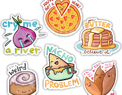 Food Puns Sticker Pack - Freelance Illustration