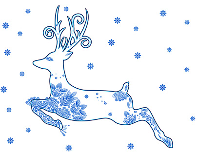 winter, snow, new year deer