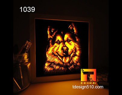 1039. Lovely dog Paper cut light box Tdesign510