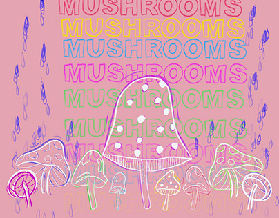 Extremely pink mushroom illustration